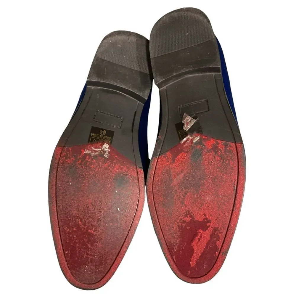 Enzo Men's Sparko 03 Royal Blue Velvet Loafers Size 8.5 Slip‎ On Shoes Classic